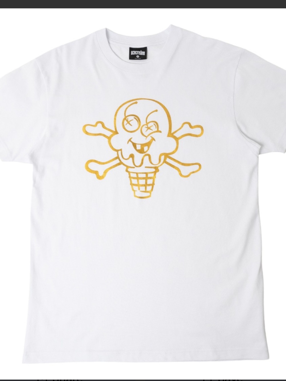 ICECREAM Billionaire Boys Club Metallic Cones & Bones Graphic Tee White Gold, M